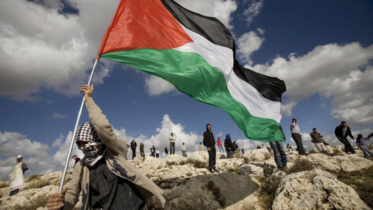 Akka Palestine flag raised at full mast