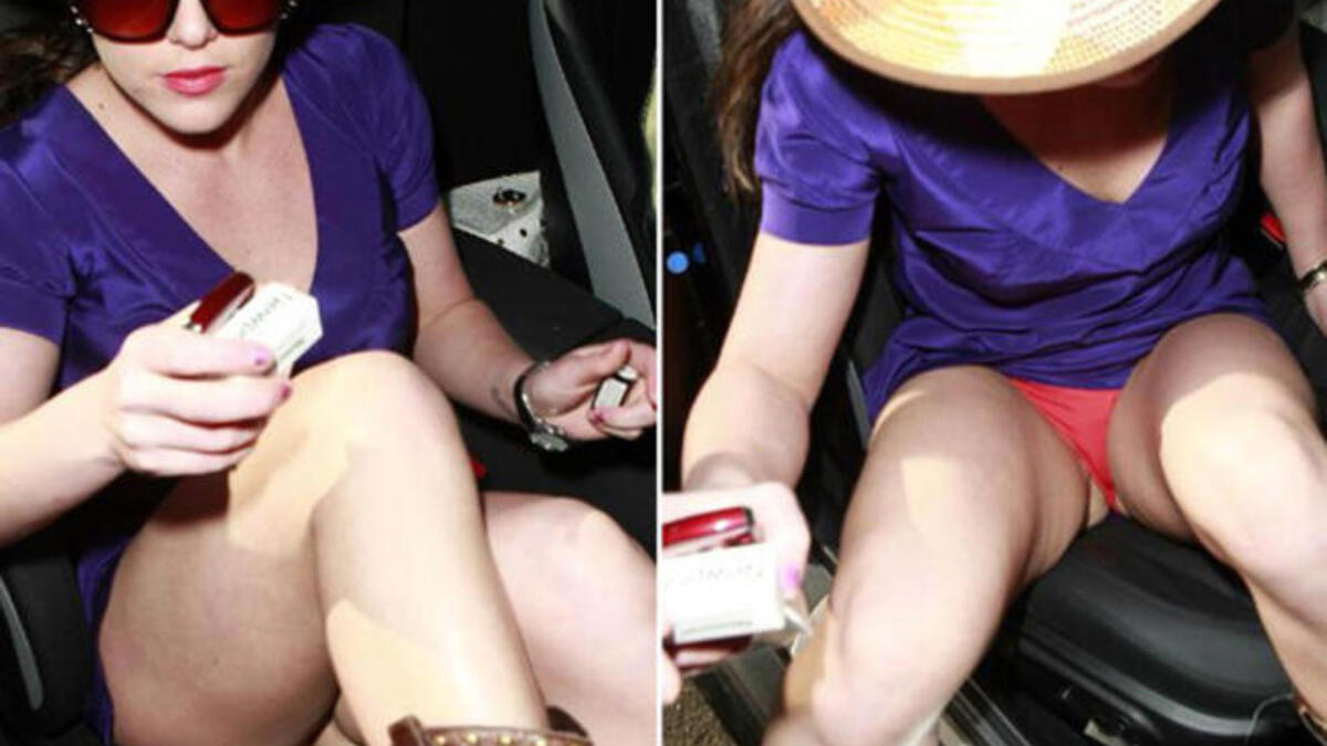 She really is the Britney of the Middle East. The above open-legged seating reminds us of Britney Spears stepping out of car exposing her flimsy underwear.