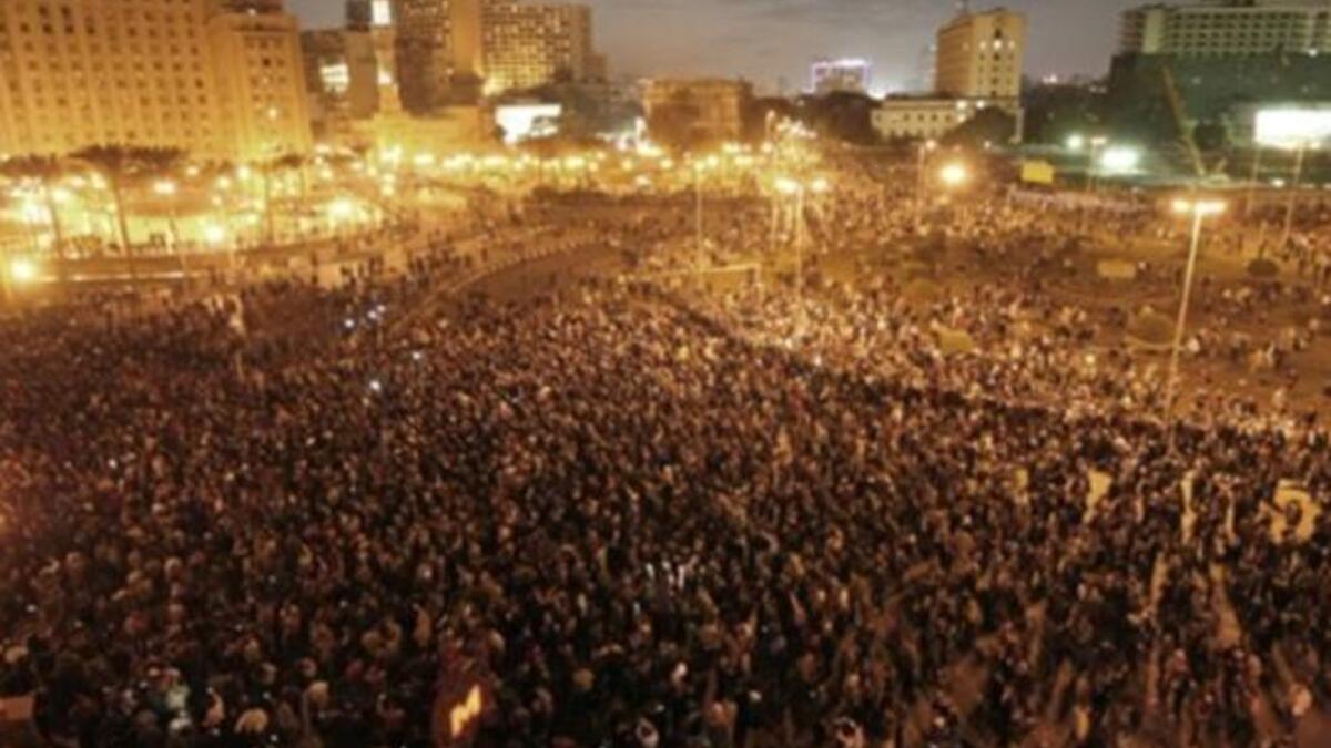 Abiding image for Egypt 2011: While Jan 25 produced many evocative pictures or faces of revolution (from bloggers & 'one hand', to human shields & blue bras) the image of Tahrir Square resplendent in celebratory light will stay with us. Arab pride in the peaceful will of the people was a sight to inspire others to take to the streets. And it did.