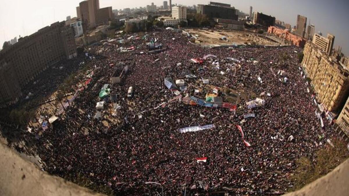 مشهد من ميدان التحرير في القاهرة