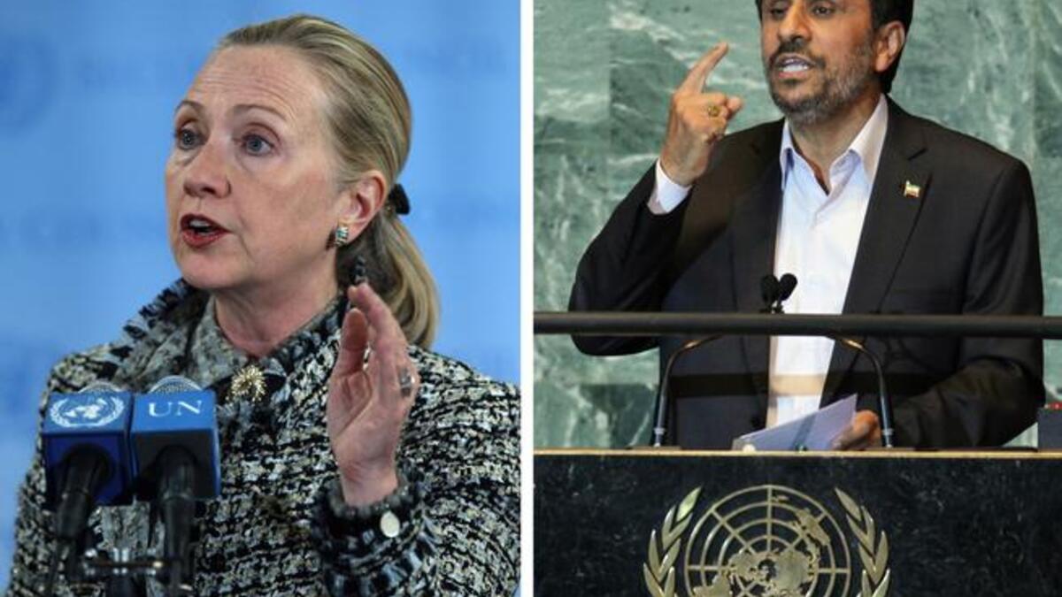 Hilary Clinton and Mahmoud Ahmadinejad