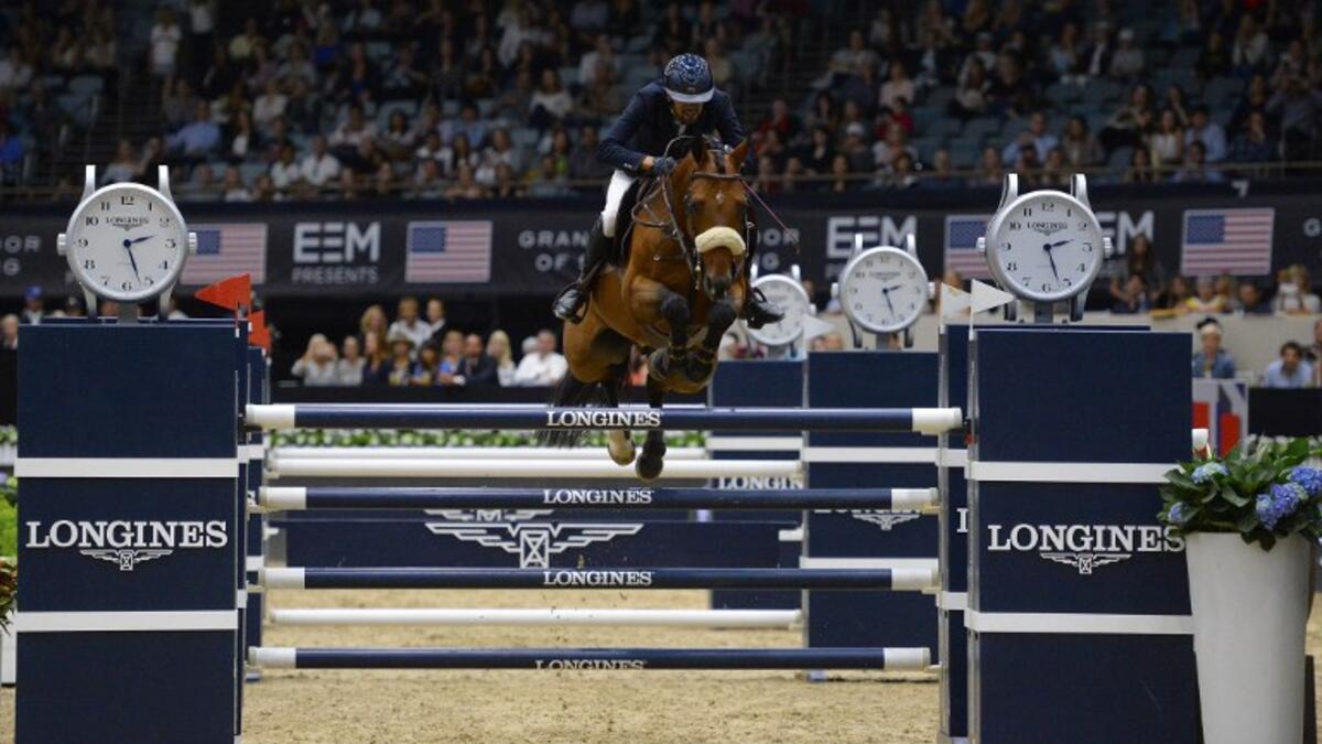 LONG BEACH, CA - OCTOBER 2: Nayel Nassar of Egypt during the Longines Grand Prix event at the Longines Masters of Los Angeles 2016 at the Long Beach Convention Center on October 2, 2016 in Long Beach, California. Robert Laberge/Getty Images/AFP