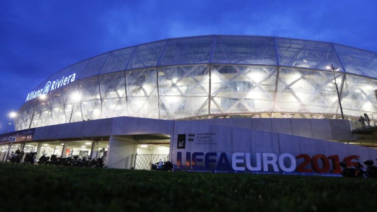 A picture taken on February 26, 2016 in Nice, southeastern France, shows the "Allianz Riviera" stadium, a venue of the upcoming Euro-2016 European football championships. VALERY HACHE / AFP