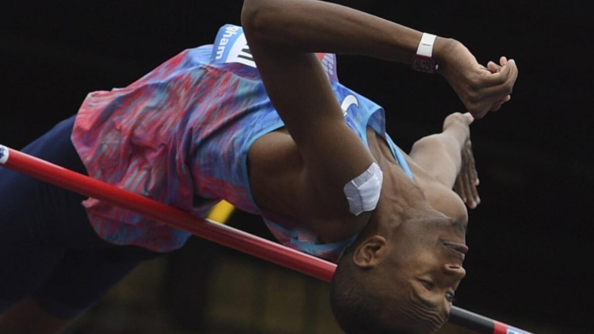 Qatar's Mutaz Essa Barshim competes in the men's high jump during the 2017 IAAF Birmingham Diamond League athletics meeting at Alexander Stadium in Birmingham on August 20, 2017.
Oli SCARFF / AFP