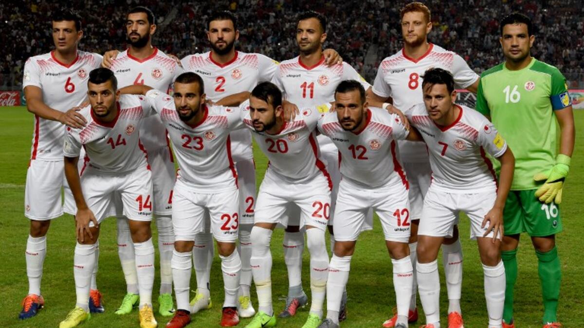 Tunisia's football team poses for a picture during the World Cup 2018 qualifying football match between Tunisia and Congo on September 1, 2017 at the Rades Olympic Stadium in Tunis.
FETHI BELAID / AFP