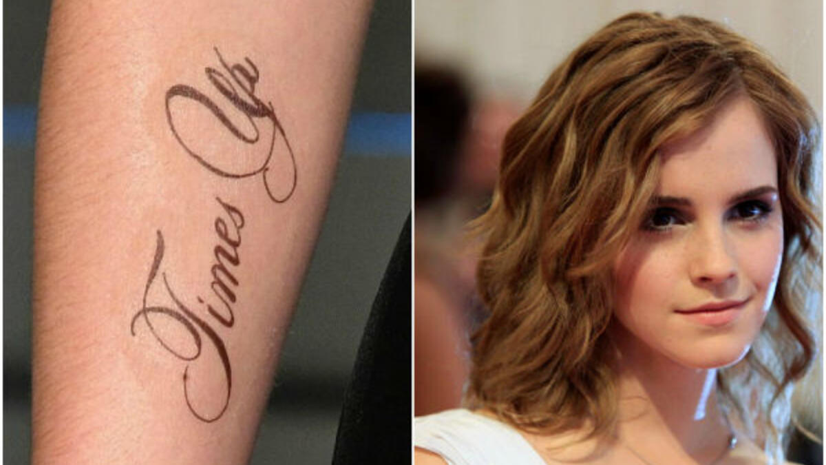 دعمًا لحركة هوليوود ضد التحرش الجنسى وشمت "إيما واتسون" وشم "Times Up" ينقصه فاصلة بين حرفى الـE وS