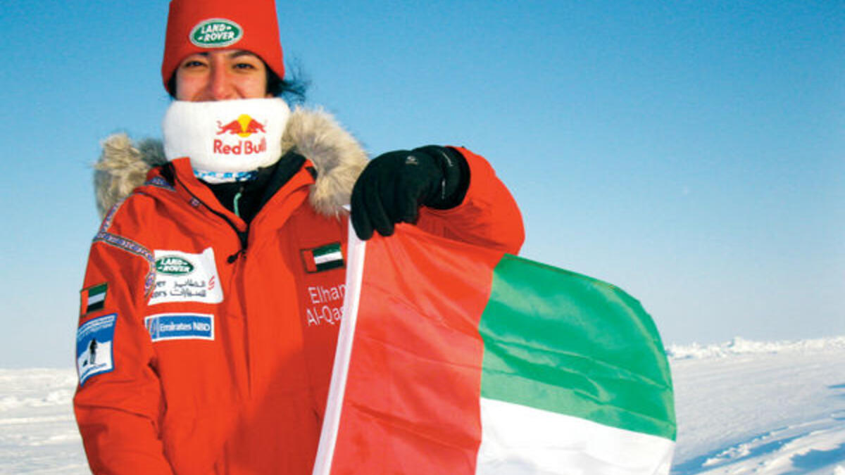 إلهام القاسمي هي أول امرأة إماراتية عربية تصل إلى القطب الشمالي في عام 2010.