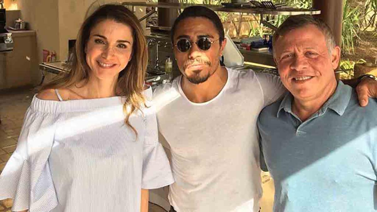 العاهل الأردني الملك عبد الله الثاني بن الحسين وزوجته الملكة رانيا العبدالله أثناء إستضافته بالقصر الملكي