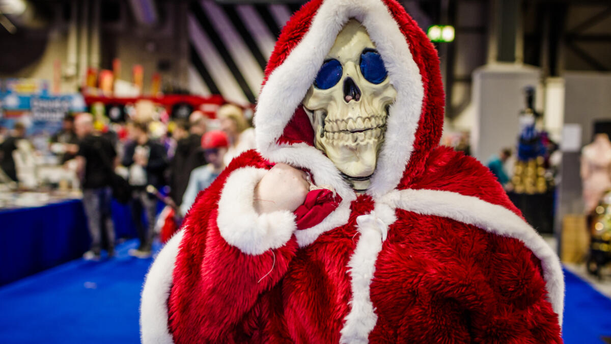 Cosplayer dressed as a skeleton wearing a Santa outfit (Shutterstock/File Photo)