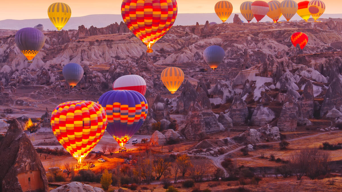 Beautiful vibrant colorful balloons in sunrise light in Cappadocia (Shutterstock/File Photo)
