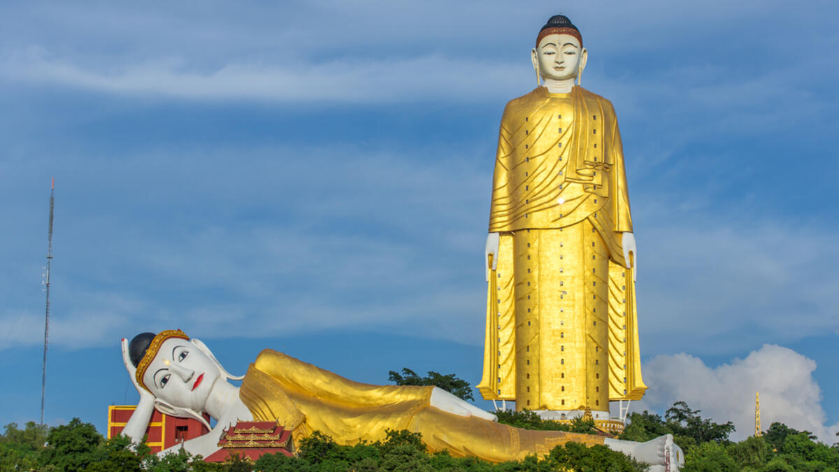 Laykyun Setkyar was built on top of Po Kaung Hills near the city of Monywa in central Myanmar. At its foot lies the largest reclining Buddha statue in the world. (Shutterstock/ File)