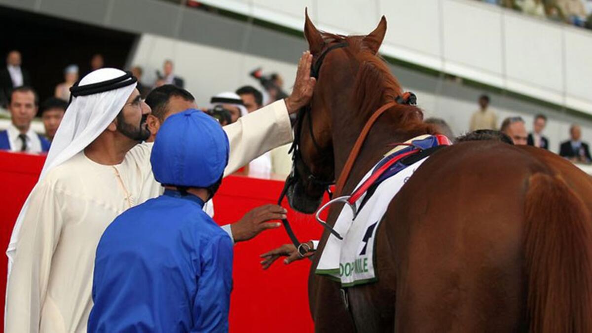 بيع جواد أصيل صغير مقابل 2.6 مليون يورو لحساب حاكم إمارة دبي الشيخ محمد بن راشد آل مكتوم خلال مزاد في مدينة دوفيل غرب فرنسا على الخيول الصغيرة المعدة للمشاركة مستقبلا في السباقات، في رقم قياسي تاريخي لهذه المزادات بحسب المنظمين.