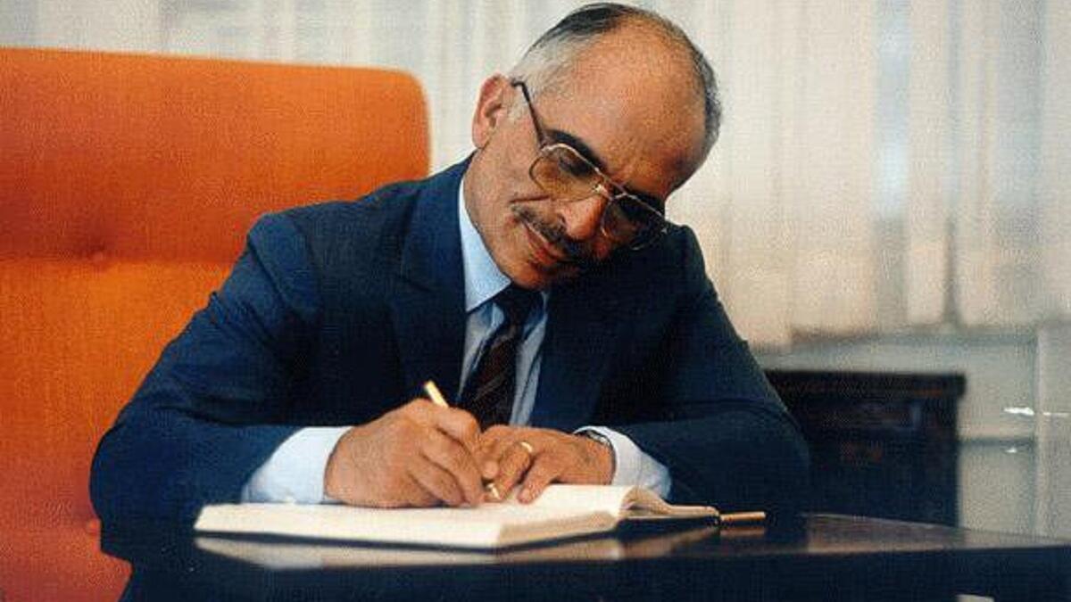 وصدر لجلالته كتابان هما: "حربنا مع إسرائيل"، و"مهنتي كملك"، إذ تبوأت المملكة في عهده مكانة متميزة على خريطة العالم، كدولة تتسم بسياسة الاعتدال والاتزان والواقعية، وتؤمن بالسلام.