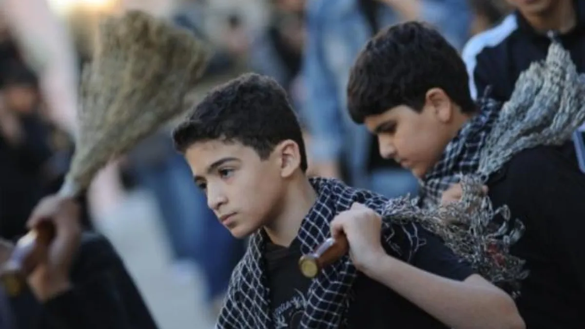As the story goes, the women and children left living were made prisoners and transported to Yazid's court in Damascus: Perhaps
giving added incentive for women and children ever since to play a role in Ashura (though predominantly a male affair).