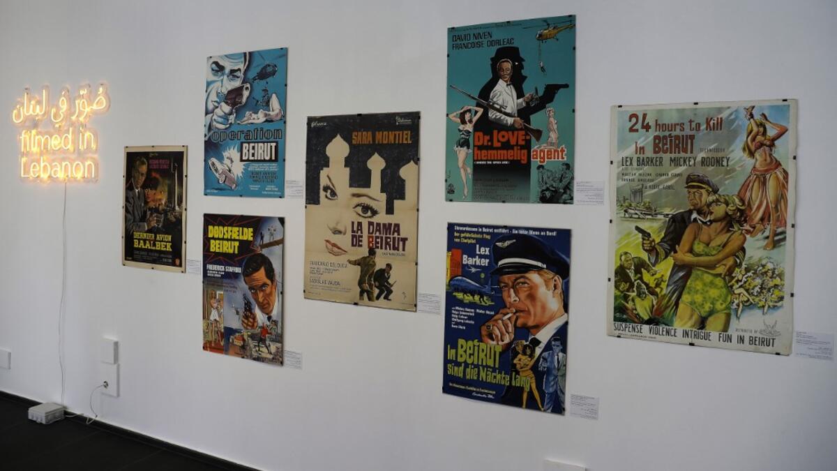 Vintage cinema posters are displayed at an art exhibition in the Lebanese capital Beirut  JOSEPH EID / AFP