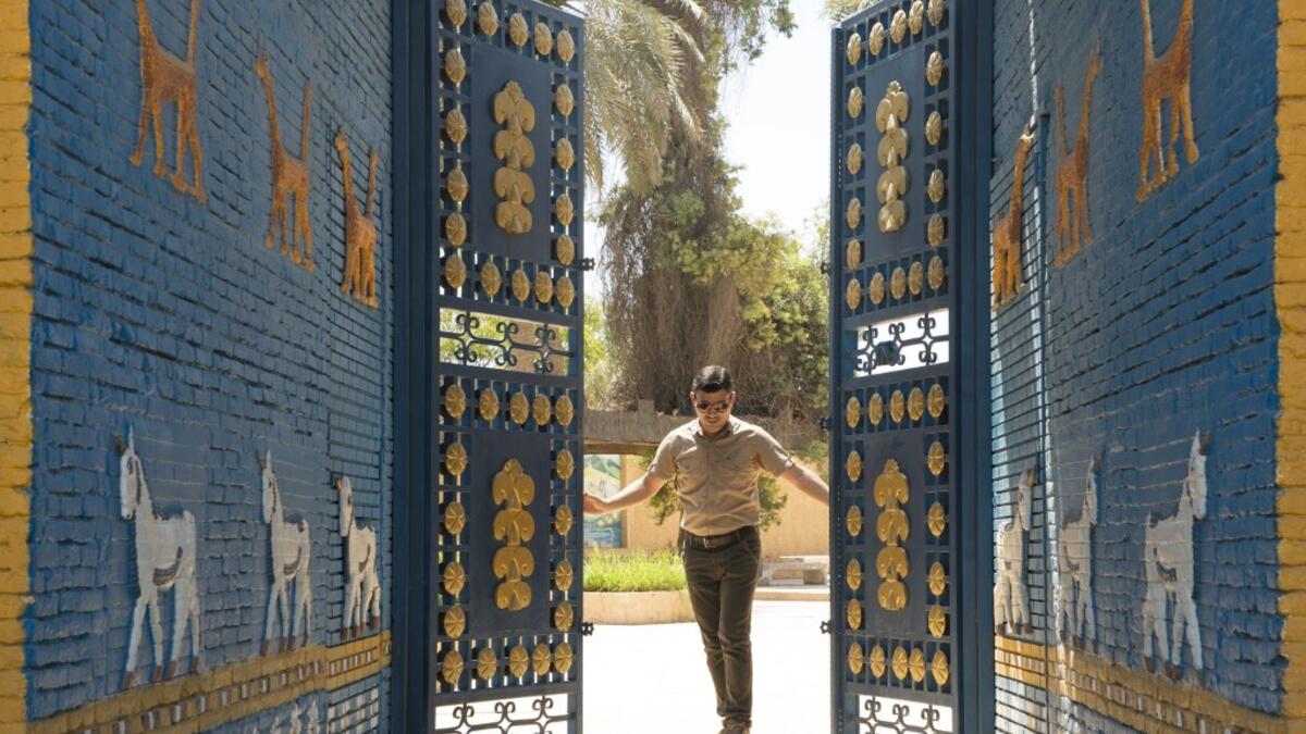 A picture taken on June 29, 2019 shows the the Ishtar Gate at the ancient archaeological site of Babylon, south of the Iraqi capital Baghdad.  Hussein FALEH / AFP