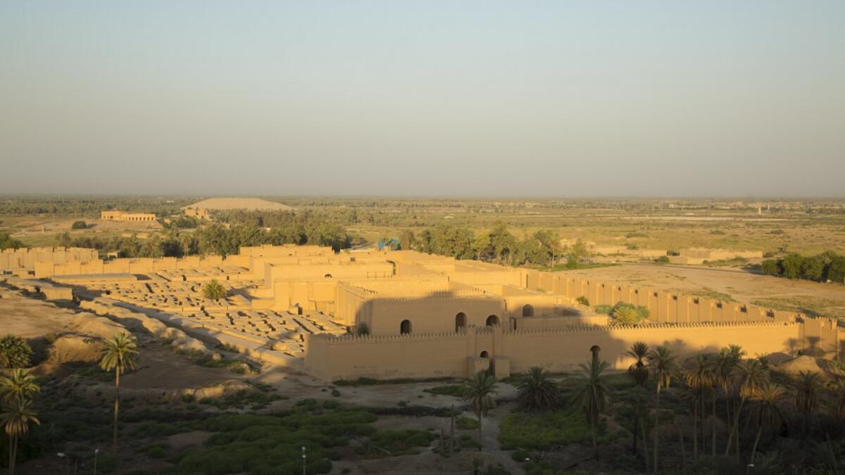 A picture taken on June 29, 2019 shows a general view of the ancient archaeological site of Babylon, south of the Iraqi capital Baghdad.  Hussein FALEH / AFP