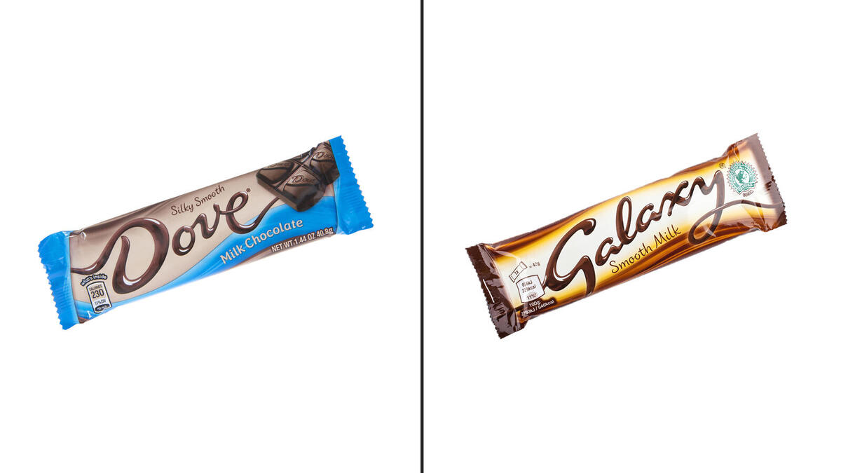 2. The Chocolate bar: Galaxy/Dove: