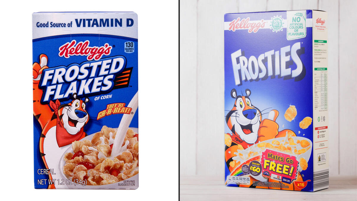 1. Kellogg’s cereal: Frosties/Frosted Flakes: