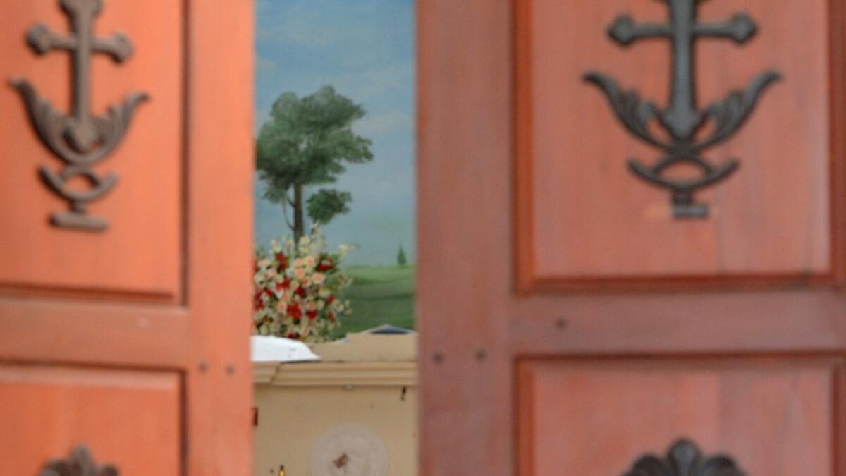 A security personnel inspects the interior of St. Sebastian's Church in Negombo on April 22, 2019, a day after the church was hit in series of bomb blasts targeting churches and luxury hotels in Sri Lanka. ISHARA S. KODIKARA / AFP