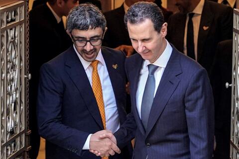 بعد الزلزال المدمر .. عبد الله بن زايد في دمشق ويلتقي الأسد
