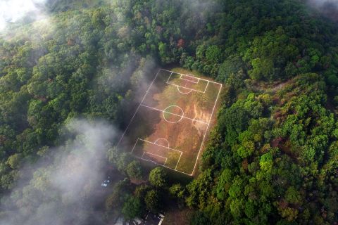 Football field located on top of volcano, would you try?