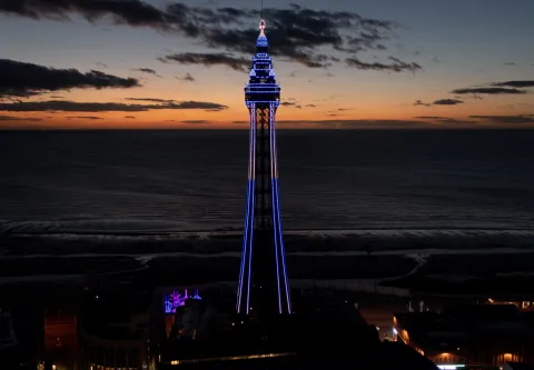 Firefighters battle blaze engulfed in Blackpool Tower