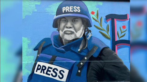 Large mural of Palestinian journalist Wael Al-Dahdouh in Dublin 