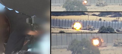 فيديو..القسام تدمر آلية هندسة إسرائيلية بصاروخ