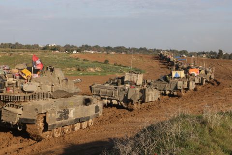 In preparation for a ground Invasion. Israeli military convoys amass in the North!