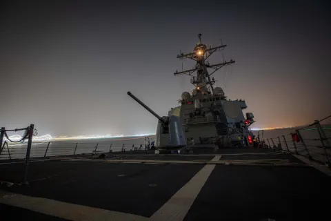 US navy warship damaged in Middle East amid Houthi threats of escalation