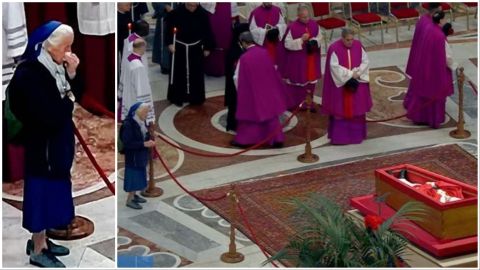Nun breaks Vatican protocols to get final look at Pope Francis, but who is she?
