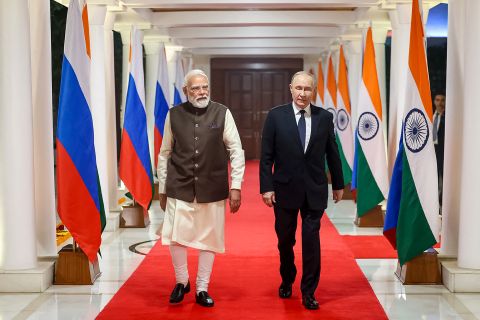 Putin arrives in Delhi for high-stakes summit with Modi