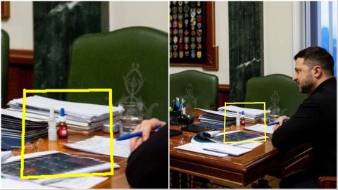 Substance on Zelensky's table draws attention. What is it?