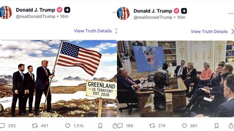 Trump shares photo planting US flag in Greenland