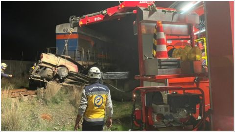 Train crashes with a car, leaving 2 killed in Tartus, Syria