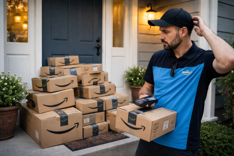 سائق أمازون يكتشف تراكماً غريباً للطلبيات في حديقة منزل