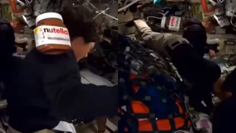 Video: Nutella jar photobombs Artemis II live stream