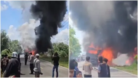 Horrific video: Bus crashes with oil tanker killing tens in Indonesia