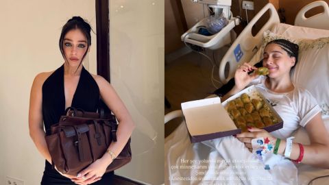 Cemre Baysel reassures fans after surgery with hospital Baklava photo